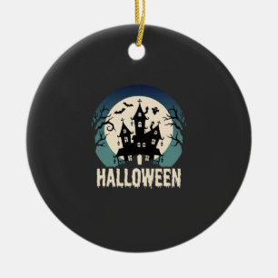 Halloween Spukhaus Mondlicht Vektor Keramik Ornament