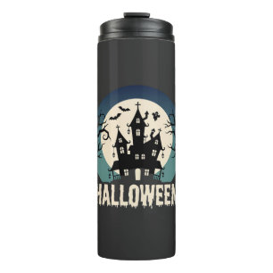 Halloween Spukhaus Mondlicht Vektor Thermosbecher