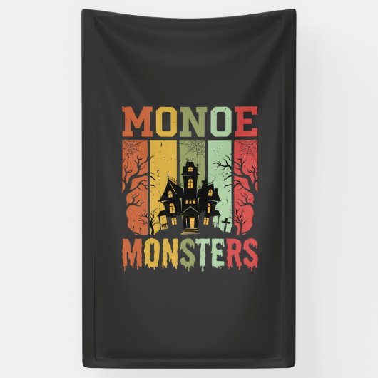 Halloween Spukhaus Retro-Monster Banner (Vertikal)