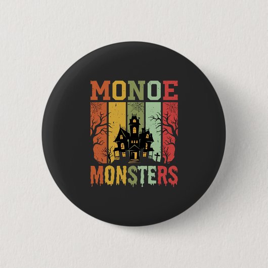 Halloween Spukhaus Retro-Monster Button (Vorderseite)