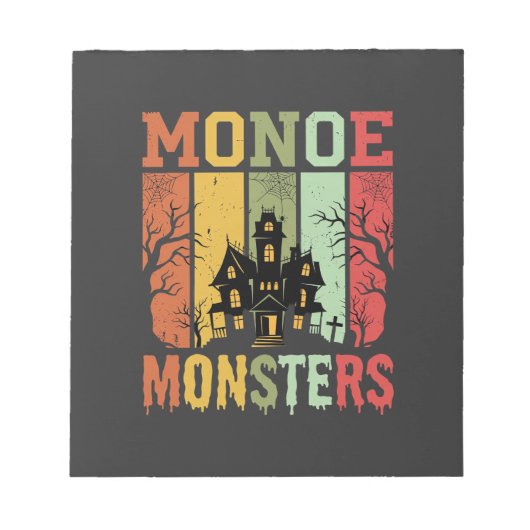 Halloween Spukhaus Retro-Monster Notizblock (Vorderseite)
