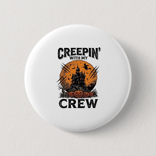 Halloween Spukhaus Schleichen Mit Meiner Crew Shir Button (Vorderseite)