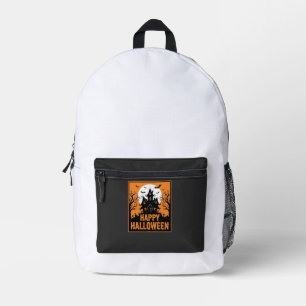 Halloween Spukhaus Silhouette Vektordesign_1 Bedruckter Rucksack
