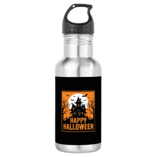 Halloween Spukhaus Silhouette Vektordesign_1 Edelstahlflasche