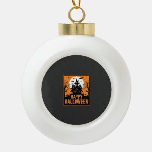 Halloween Spukhaus Silhouette Vektordesign_1 Keramik Kugel-Ornament