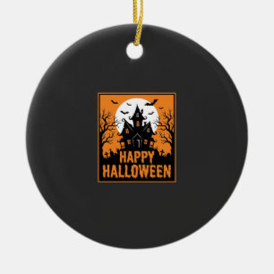 Halloween Spukhaus Silhouette Vektordesign_1 Keramik Ornament