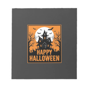 Halloween Spukhaus Silhouette Vektordesign_1 Notizblock