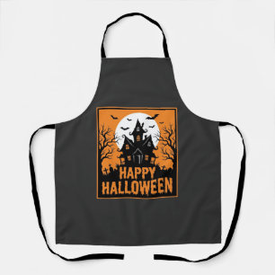 Halloween Spukhaus Silhouette Vektordesign_1 Schürze