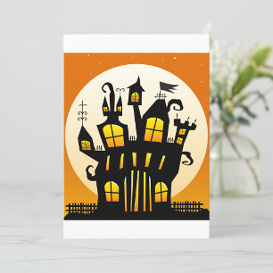 Halloween Spukhaus-Silhouette Vollmond Einladung