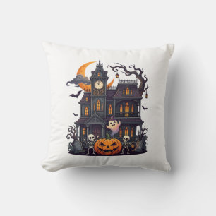 Halloween Spukhaus Skelette Kürbis Geist Cr Kissen