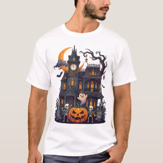 Halloween Spukhaus Skelette Kürbis Geist Cr T-Shirt