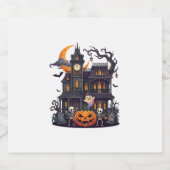 Halloween Spukhaus Skelette Kürbis Geist Kr Schaumweinetikett (Einzelnes Label)