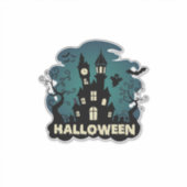 Halloween Spukhaus Uhrturm Fledermäuse Geist_1 Aufkleber (Vorderseite)