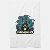 Halloween Spukhaus Uhrturm Fledermäuse Geist_1 Geschirrtuch (Vertikal)