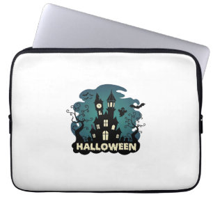 Halloween Spukhaus Uhrturm Fledermäuse Geist_1 Laptopschutzhülle