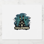 Halloween Spukhaus Uhrturm Fledermäuse Geist_1 Schaumweinetikett (Einzelnes Label)