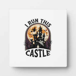 Halloween Spukschloss Hexe Mond Vintage-Shirt_ Fotoplatte