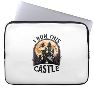Halloween Spukschloss Hexe Mond Vintage-Shirt_ Laptopschutzhülle