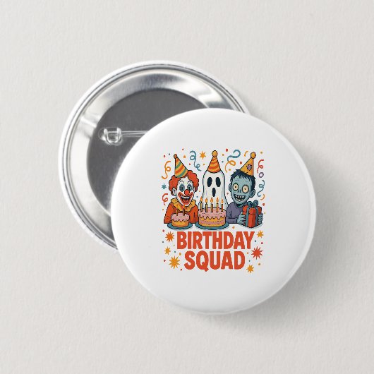 Halloween Squad Creepy Clown Ghost Zombie Button (Vorne & Hinten)