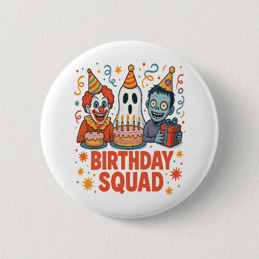 Halloween Squad Creepy Clown Ghost Zombie Button (Vorderseite)