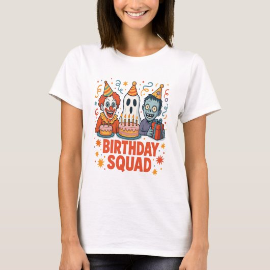 Halloween Squad Creepy Clown Ghost Zombie T-Shirt (Vorderseite)