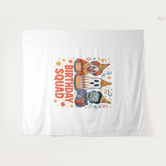 Halloween Squad Creepy Clown Ghost Zombie Wandteppich (Vorderseite (Horizontal))