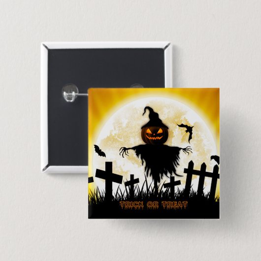 Halloween Square Button/Scarecrow Button (Vorne & Hinten)