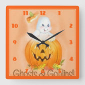 Halloween Square Clock Quadratische Wanduhr (Vorderseite)