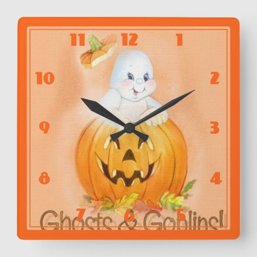 Halloween Square Clock Quadratische Wanduhr (Vorderseite)