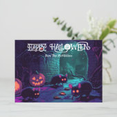 Halloween-Squeak-Show-Karte Einladung (Stehend Vorderseite)