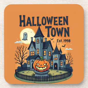 Halloween-Stadt inspirierte Stadt Getränkeuntersetzer
