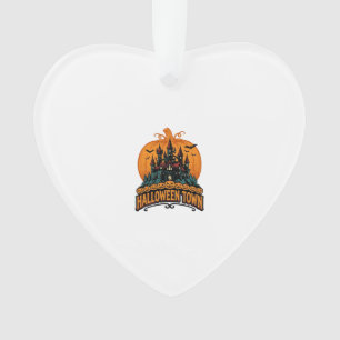 Halloween-Stadt Vintage Geisterburg Kürbis Desi Ornament