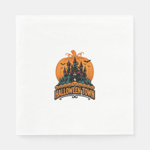 Halloween-Stadt Vintage Geisterburg Kürbis Design Serviette