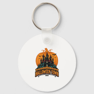 Halloween-Stadt Vintage Verfluchte Burg Kürbis Des Schlüsselanhänger