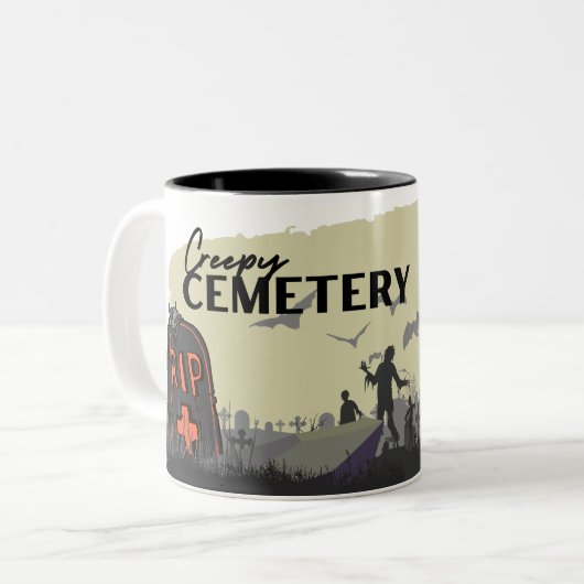 Halloween Stamp Collection "Creepy Cemetery" Zweifarbige Tasse (Vorderseite Links)