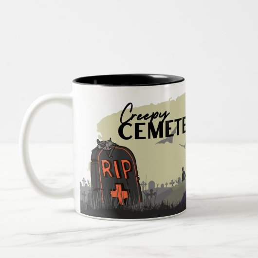 Halloween Stamp Collection "Creepy Cemetery" Zweifarbige Tasse (Links)