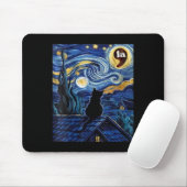 Halloween Starry Night Black Cat Comma La K Mousepad (Mit Mouse)