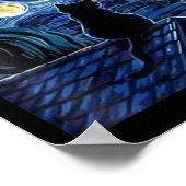 Halloween Starry Night Black Cat Comma La K Poster (Ecke)