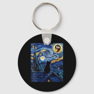 Halloween Starry Night Black Cat Comma La K Schlüsselanhänger