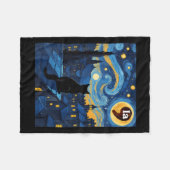 Halloween Starry Night Black Cat Comma La Kamala H Fleecedecke (Vorderseite (Horizontal))