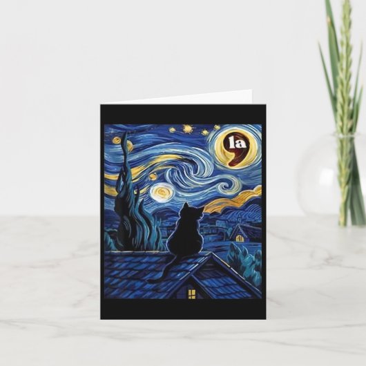 Halloween Starry Night Black Cat Comma La Kamala H Karte (Vorderseite)