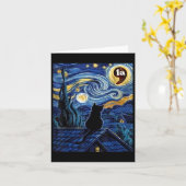 Halloween Starry Night Black Cat Comma La Kamala H Karte (Gelbe Blume)