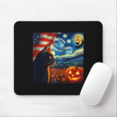 Halloween Starry Night Black Cat Comma La Kamala H Mousepad (Mit Mouse)