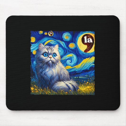 Halloween Starry Night Black Cat Comma La Kamala H Mousepad (Vorne)