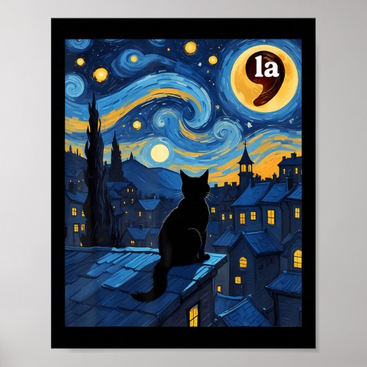 Halloween Starry Night Black Cat Comma La Kamala H Poster (Vorne)