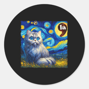 Halloween Starry Night Black Cat Comma La Kamala H Runder Aufkleber