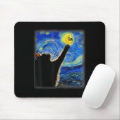 Halloween Starry Night Black Cat Comma La Kamala Mousepad (Mit Mouse)