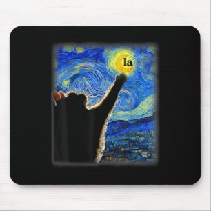 Halloween Starry Night Black Cat Comma La Kamala Mousepad