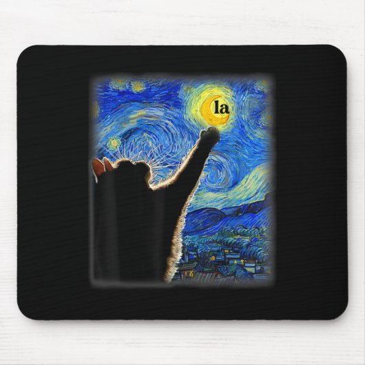 Halloween Starry Night Black Cat Comma La Kamala Mousepad (Vorne)