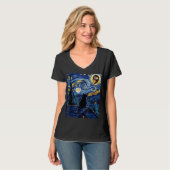 Halloween Starry Night Black Cat Comma La Kamala T-Shirt (Vorderseite Vollansicht)